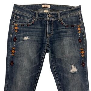 Mudd Women's Blue Embroidered Jeans
